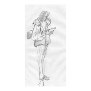 1980s John Reilly Double Sided Figure Drawing of Shoppers