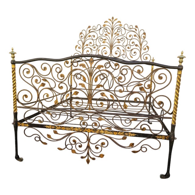 Antique Painted Iron Bed For Sale