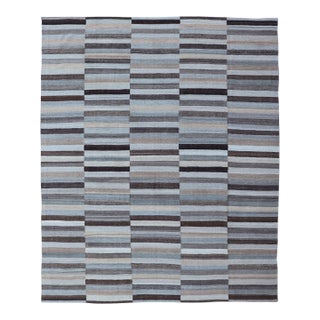 Modern Kilim Rug by Keivan Woven Arts, Striped Design, 8'0 X 9'8 For Sale