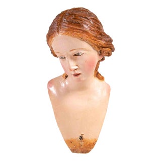 18th Century Polychrome Ceramic Sculpture of Young Girl, Italy For Sale