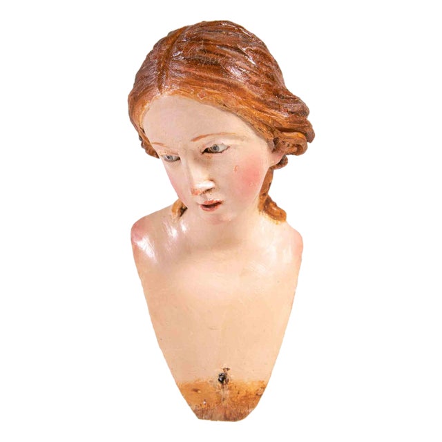 18th Century Polychrome Ceramic Sculpture of Young Girl, Italy For Sale