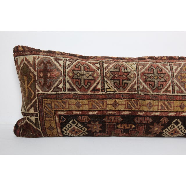Antique Caucasian Tribal Handwoven Wool Lumbar Pillow Cuhion -16'' X 42'' For Sale - Image 4 of 13