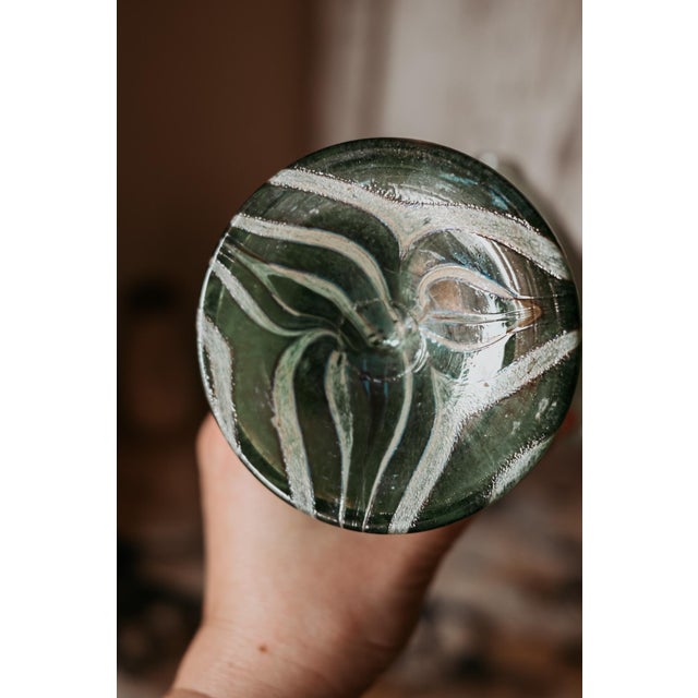 Vintage Iridescent Green Glass Vase, 1920s For Sale - Image 3 of 6