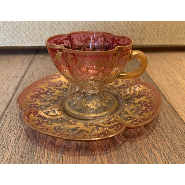 Vintage Eastern European Ombre Glass Cup and Saucer Set- 2 Pieces For Sale - Image 10 of 10