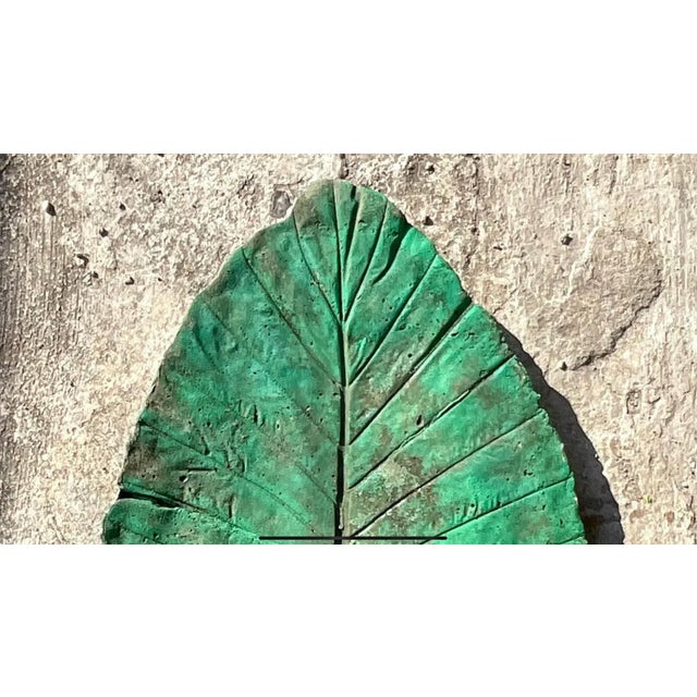 Vintage Monumental Boho Cast Concrete Elephant Ear Leaf For Sale - Image 14 of 14