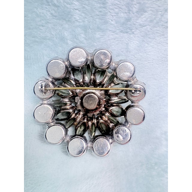 Mid-Century Modern 1960s Juliana D&E Brooch Earrings Set Black Diamond Navettes Crystal Starburst, 3 Pieces For Sale - Image 3 of 11