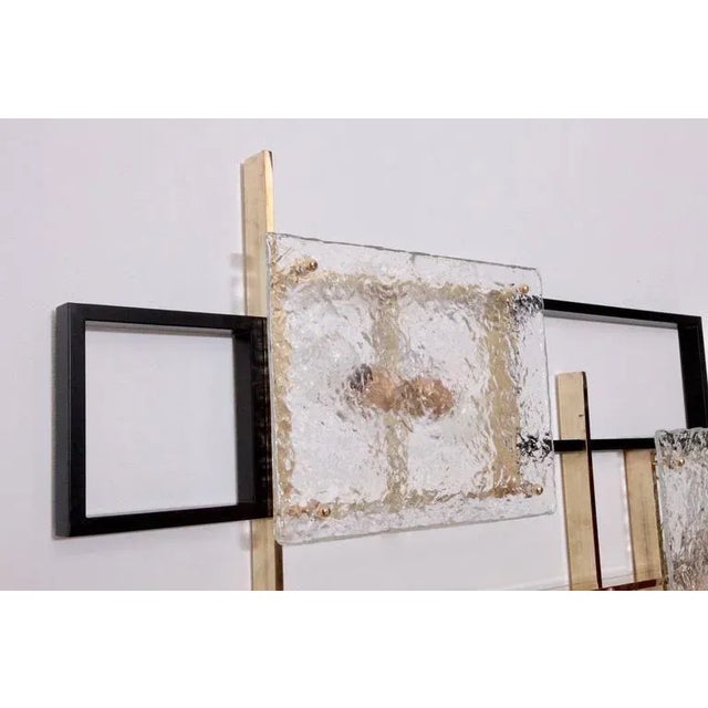 Large Brass and Murano Glass Wall Lamp or Sconce Sculpture, 1970s For Sale - Image 4 of 6