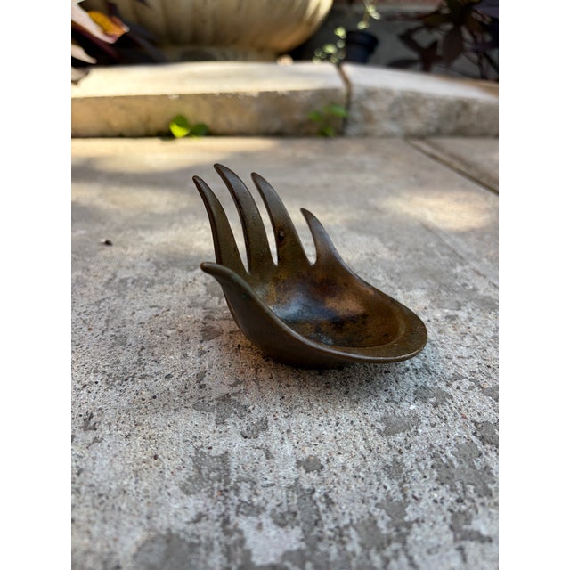 Brutalist Vintage Brutalist Walter Bosse Sculptural Bronze Hand Bowl or Ashtray, Herta Baller, Austria, 1950s For Sale - Image 3 of 12