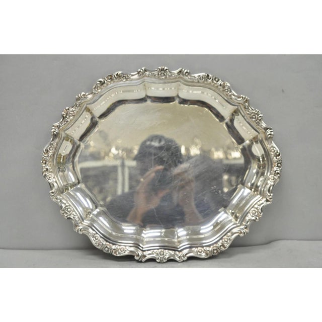 Mid 20th Century International Silver "Countess" Silver Plated Small Bar Tray Serving Platter For Sale - Image 10 of 12