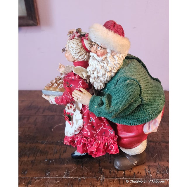 Plastic Great Resin Holiday Christmas Statue Santa and Mrs. Claus ~ Santa Steals a Kiss & a Cookie For Sale - Image 7 of 8