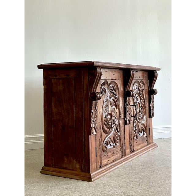 Vintage Spanish Carved Pecky Cypress Cabinet For Sale - Image 10 of 15
