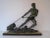 Art Deco Green Patinated Metal and Marble Sculpture of Man Pulling Stone from Ucra, France For Sale - Image 12 of 12