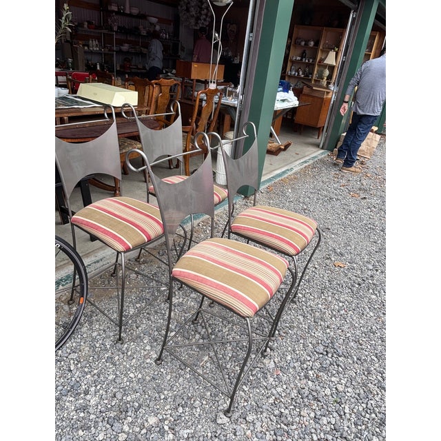 Mid-Century Modern 1970s Wrought Iron Bar Stools For Sale - Image 3 of 7