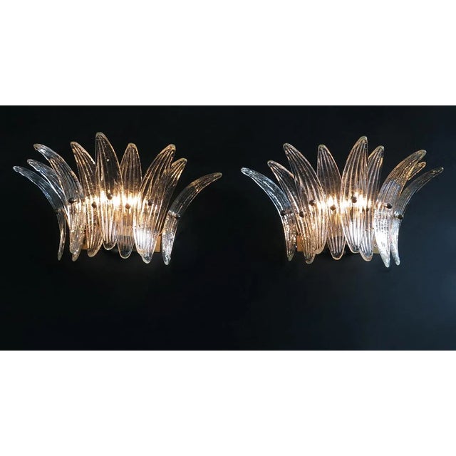 Palmette Crystal Glass Sconces - a Pair For Sale In Los Angeles - Image 6 of 6