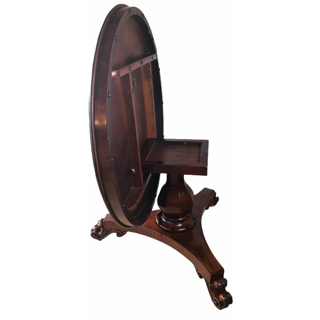 49" English Georgian Center Table, 19th Century Round Mahogany Pedestal Table For Sale - Image 9 of 16