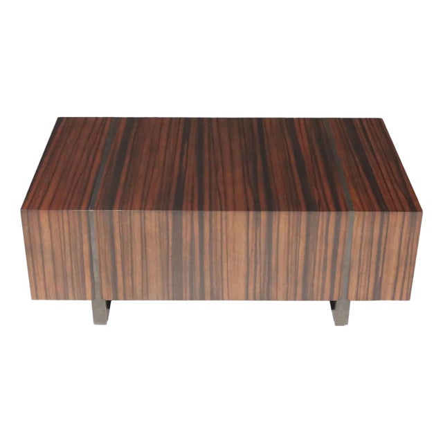 Holly Hunt Zebrawood and Bronze Cocktail Table For Sale