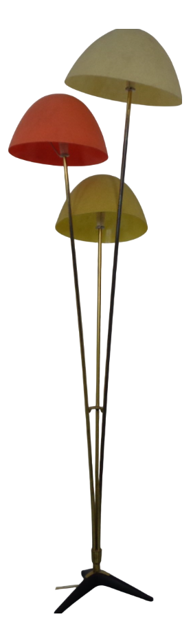 Italian Fiberglass & Brass Floor Lamp, 1950s