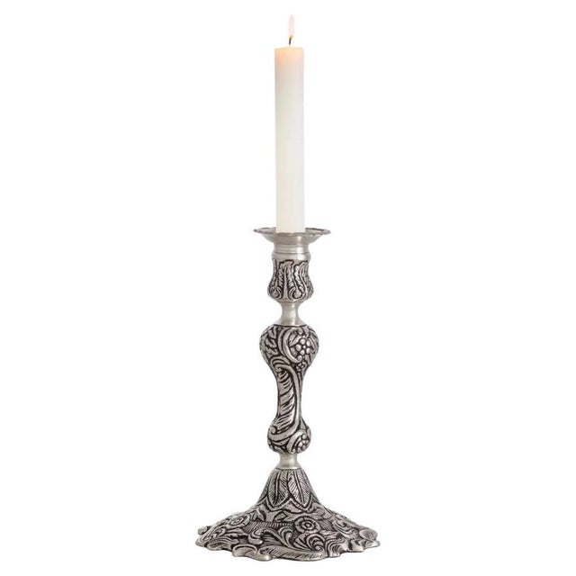 This pair of antique silver plated candle holder embodies the refined artistry of early 19th-century American...
