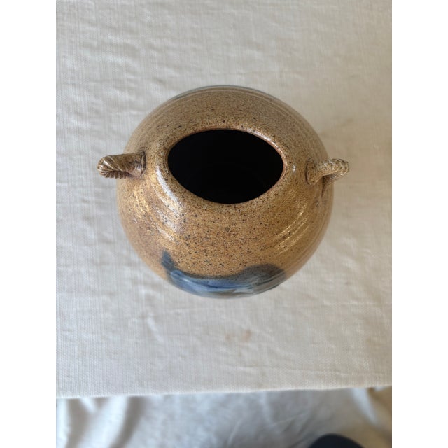 Vintage Studio Pottery Vessel With Sculptural Rope Handles For Sale In New York - Image 6 of 13