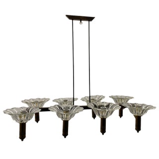 Large Rectangular Bronze Chandelier, 1940s For Sale