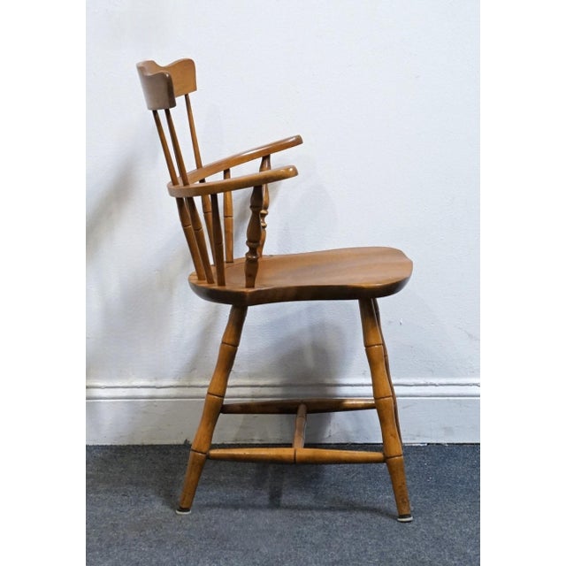Late 20th Century Nichols & Stone Co. Solid Hard Rock Maple Colonial Early American Comb Back Dining Arm Chair For Sale - Image 5 of 11