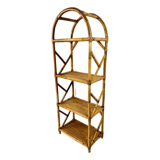 Vintage Bamboo and Wicker Shelves, Italy, 1970s For Sale