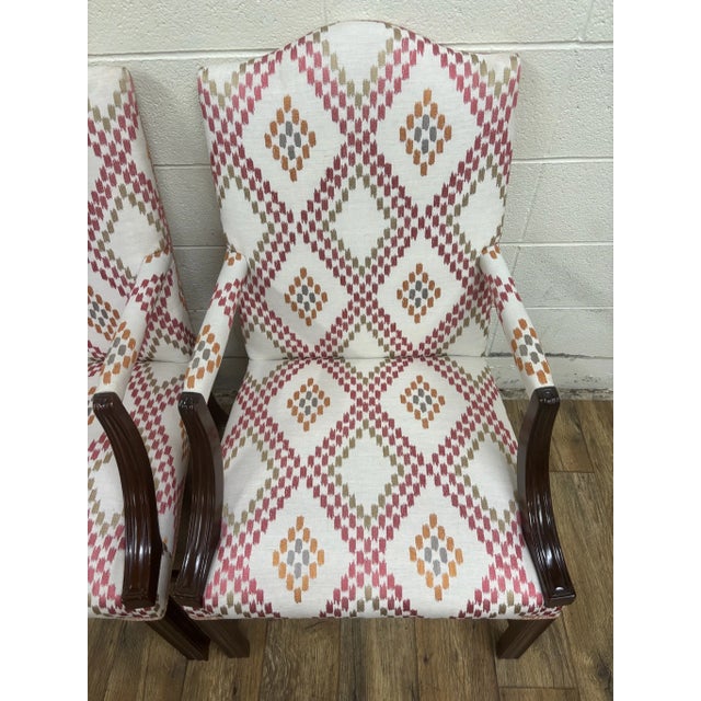 Late 20th Century Vintage Chippendale George III Style Library Chairs - Pair For Sale - Image 5 of 9