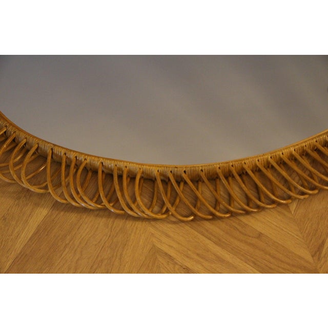 1960s Oval Wall Mirror in Rattan and Bamboo, 1960s For Sale - Image 5 of 16