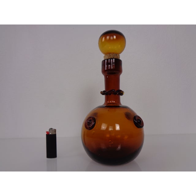 Italian Amber Glass Decanter with Stopper, 1960s For Sale - Image 3 of 18