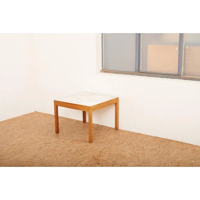 Side Table in Wood & White Marble Top For Sale - Image 9 of 10