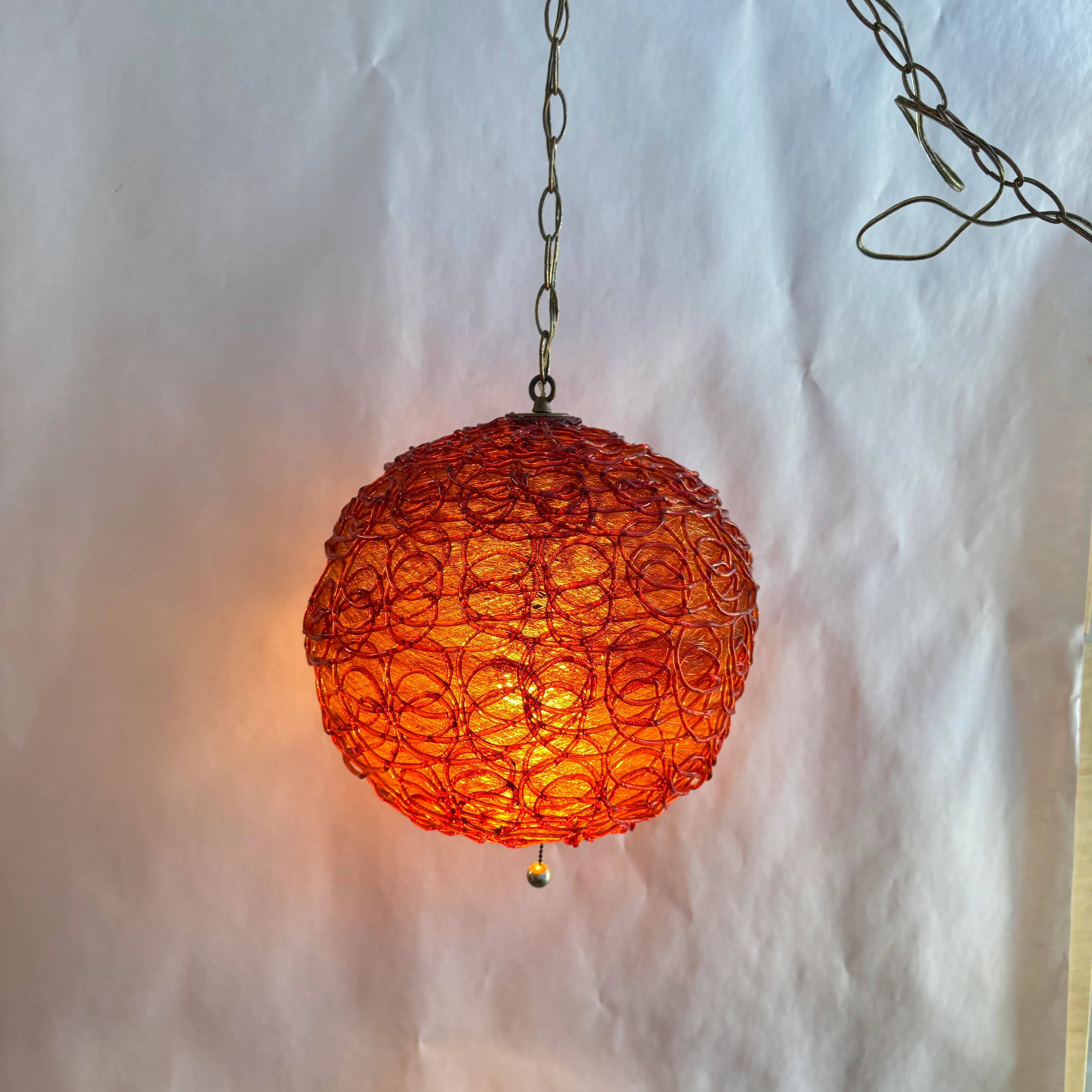 1960s Mod Lucite Spaghetti Spun Fiberglass Lamp | Chairish