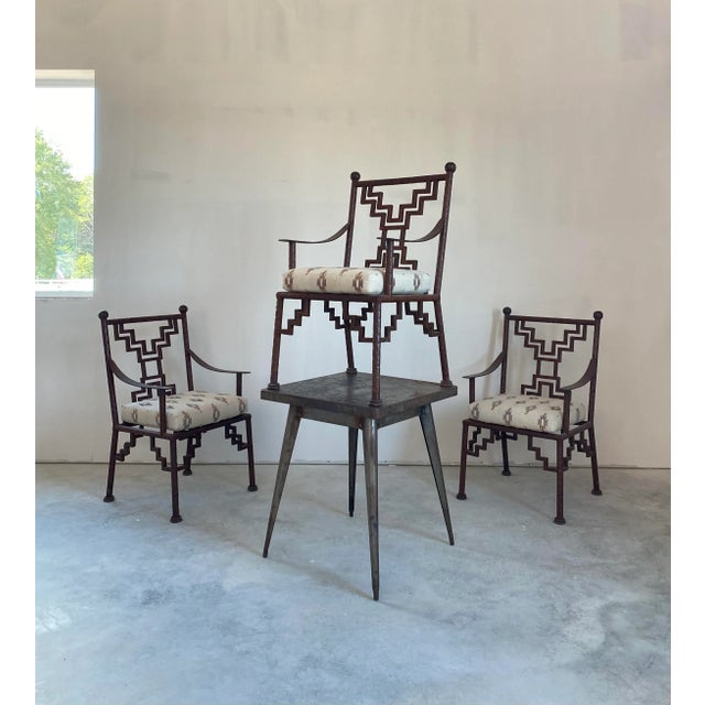 Industrial Industrial Steel Dining Table + 3 Ziggurat Chairs For Sale - Image 3 of 18