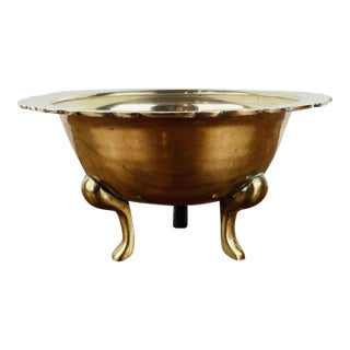 Vintage 1970s Brass Footed Bowl For Sale