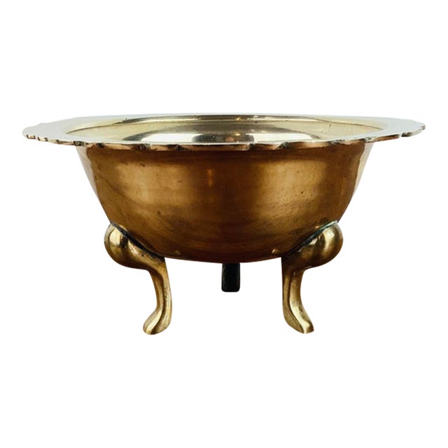 Vintage 1970s Brass Footed Bowl For Sale