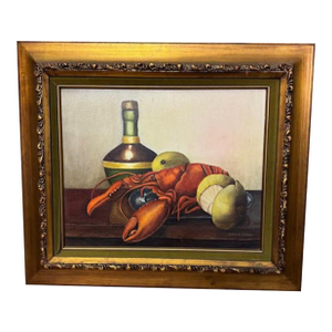 1990s Still Life Original Oil on Canvas Signed Artie L. Ritchie.