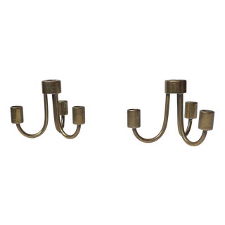 Small Danish Candleholders in Brass, 1960s, Set of 2 For Sale