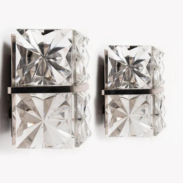 Vintage Square Crystal and Silver Chrome Sconce from Kinkeldey, 1970 For Sale - Image 6 of 12