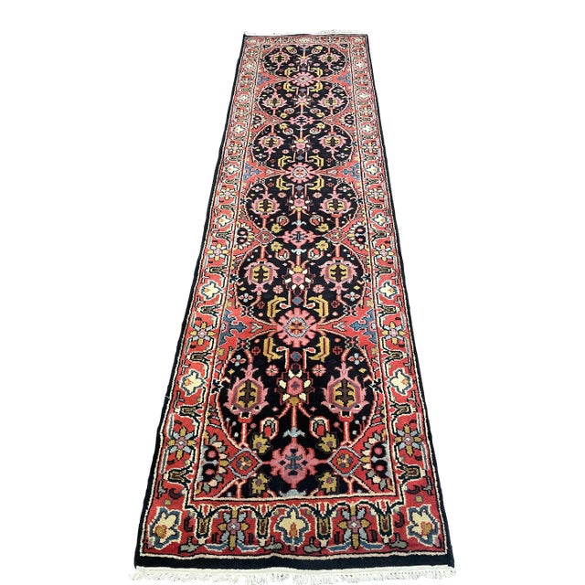 1990s Handwoven Persian Design Indian Rug 2'8" X 9'9" For Sale