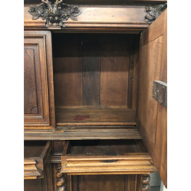 French Louis XIII Double Headed Eagle Buffet Deux Corps For Sale - Image 3 of 7