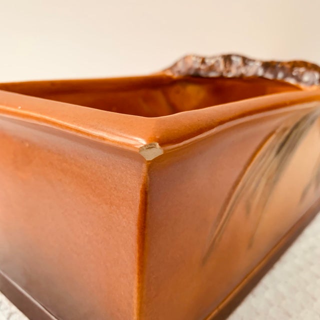 1940s Roseville Pine Cone Brown Rare Window Box Planter W/ Handle For Sale - Image 14 of 14