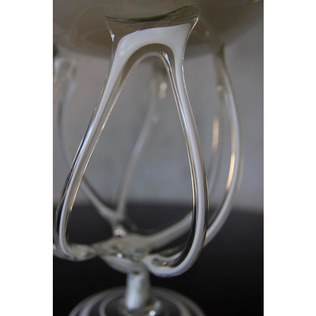 Vintage Mid-Century Jozefina Krosno Octopus Glass Pedestal Bowl For Sale - Image 4 of 7