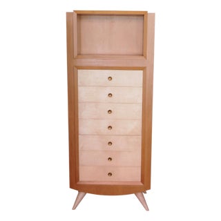 French Chest of Drawers in Ash Wood and Parchment by Blanche Klotz, 1930s For Sale