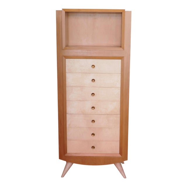 French Chest of Drawers in Ash Wood and Parchment by Blanche Klotz, 1930s For Sale