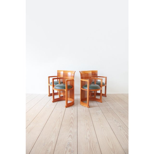 Cassina Vintage Italian Barrel Chairs by Frank Lloyd Wright for Cassina, 1980s, Set of 4 For Sale - Image 4 of 16
