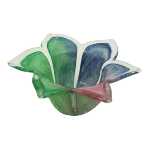 Murano Style Art Glass Lily Flower Shaped Candle Holder Paperweight Catchall