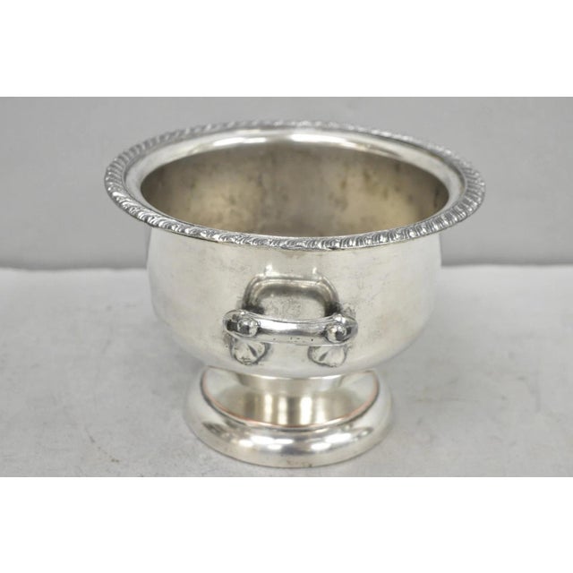 Vintage English Regency Style Silver Plated Low Champagne Chiller Ice Bucket For Sale - Image 4 of 16