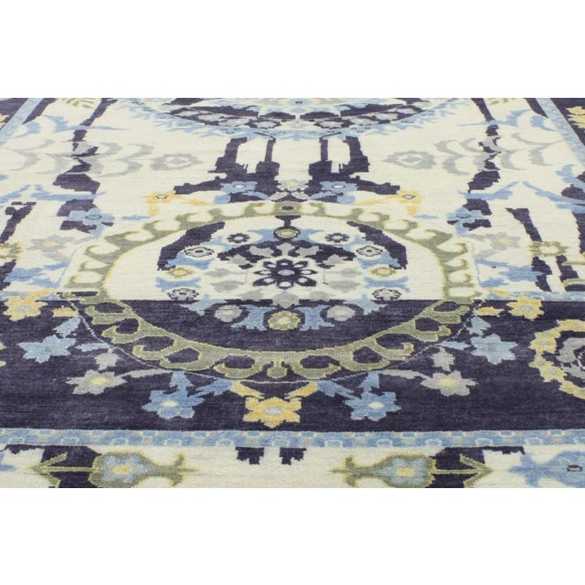 Contemporary Vintage Modern Moonlit Dusk Ikat Area Rug - 09'07 X 13'10 For Sale - Image 3 of 5