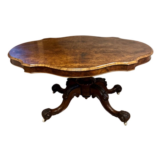Antique Victorian Burr Walnut Table, 1860 For Sale