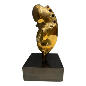 Late 20th Century Most Unusual Studded Antonio Kieff 1/6 Abstract Modern Bronze Sculpture on Marble