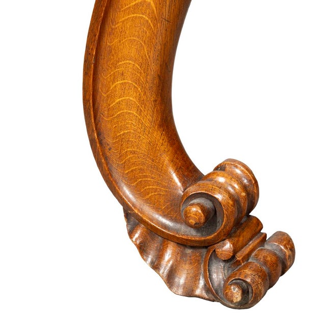 Wood Victorian Oak and Inlaid Marble Center Table For Sale - Image 7 of 8